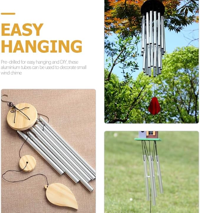 12pcs Wind Chime Tubes,Metal Windchime Tubes,Wind Chime Making Kit,Windchime String Metal s for Crafts, Parts for DIY s Crafts Courtyard Hanging Ornament