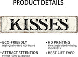 Madcolitote Ancient Retro Kisses Wood Sign Kisses Street Signs Rustic Wooden Wall Art Farmhouse Wall Decor Kitchen Wall Hanger Retro Decoration Sign Housewarming Gift 4x18in