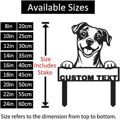 Custom Garden Sign with Jack Russell Terrier Sculpture Yard Stake Sign, Personalized Metal Dog Garden Name Sign with Stakes, Customized Dog Lovers Home Outdoor Farmhouse Decorative Artwork