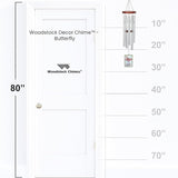 Woodstock Wind Chimes 26" Butterfly Garden Chime, Stained-Glass Acrylic Wind Catcher Chimes Silver Aluminum Tubes, Windchime for Outside Garden Decor, Outdoor Patio and Front Porch