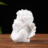 BRABUD Resin White Angle Statue Praying Cherub Statue Indoor Outdoor Home Garden Wings Angel Decoration Figurine Collection 4.9'' TQGJBS70