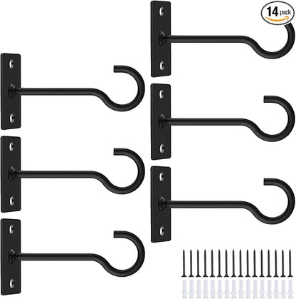 6Pack 4inch Wall Hook for Hanging Plant Bracket Black