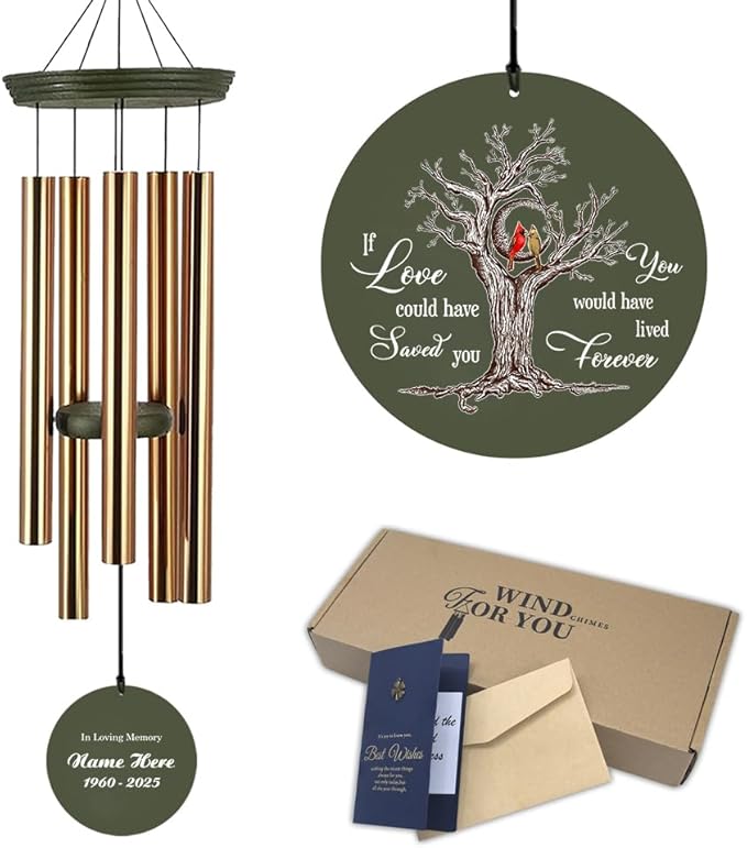 Personalized Outdoor Sympathy Wind Chimes, Mourning Wind Chimes for the Loss of A Beloved Father/Mother/Lover, Condolence Gift, Home Decor, Outdoor Garden Patio, Product in USA