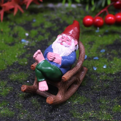 Garden Gnome Outdoor Statue Figurines Funny Gnomes with Miniature Resin Table Chairs Figurines, Gnome Decorations for Yard Home Patio Yard Lawn Balcony Porch Patio Desks Ornament