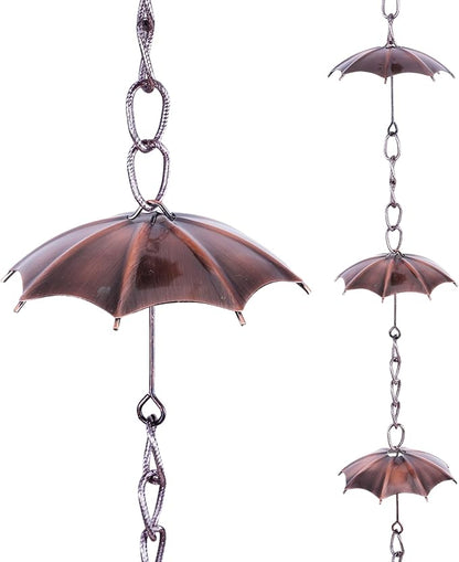 Rain Chains Metal Decorative 72" Adjustable Umbrella Rain Chain for Home Garden Patio Outdoor Decor, Functional and Decorative Replacement for Gutter Downspouts