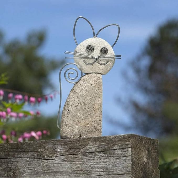 Happy Gardens Cat Garden Statue with Whiskers