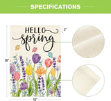 AVOIN colorlife Hello Spring Tulip Lavender Garden Flag 12 x 18 Inch Double Sided, Seasonal Flower Yard Outdoor Flag