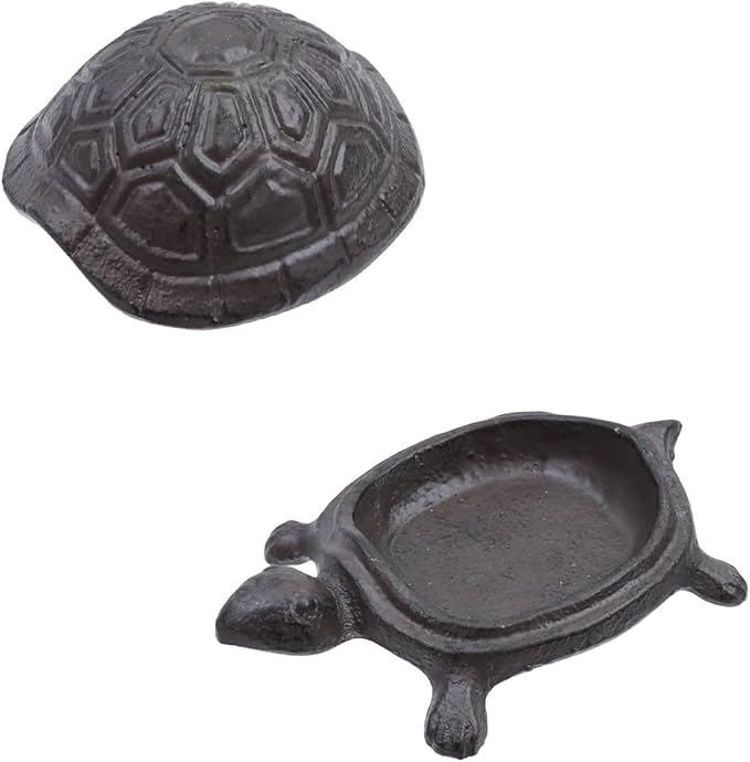 4.41" Cast Iron Turtle Key Hider Spare Key Holder Garden Decoration Turtle Jewelry Trinkets Box,Iron-color