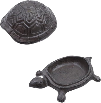 4.41" Cast Iron Turtle Key Hider Spare Key Holder Garden Decoration Turtle Jewelry Trinkets Box,Iron-color
