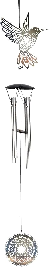 Spoontiques Hummingbird Metal Wind Chime - Outdoor Garden Décor - Decorative Chimes for Yard, Garden, Backyard and Patio Decoration