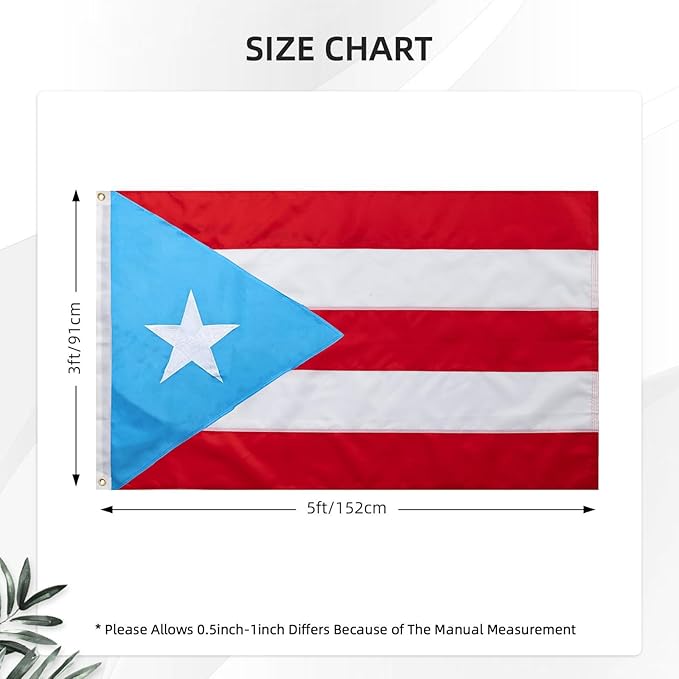 Light Blue Puerto Rico Puerto Rican Flag 3x5 FT for Outside - Heavy Duty Nylony Puerto Rican National Flags with Embroidered Stars & Sewn Stripes, Brass Grommets - Vibrant Outdoor PR Flags for All Weather