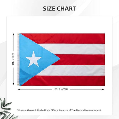 Light Blue Puerto Rico Puerto Rican Flag 3x5 FT for Outside - Heavy Duty Nylony Puerto Rican National Flags with Embroidered Stars & Sewn Stripes, Brass Grommets - Vibrant Outdoor PR Flags for All Weather