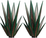 14 inch Metal Agave Flowers Plant Outdoor Décor DIY Metal Tequila Country Flowers Ornament Outdoor Decor Home Lawn Patio Stake Yard Art Decoration (Dark Green, 2 PCS)