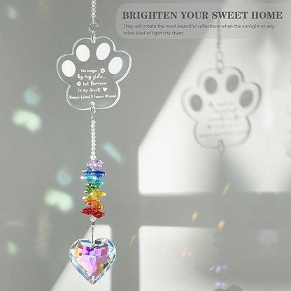 Dog Memorial Gifts, K9 Dog Memorial Crystal Suncatcher, Pet Loss Gift, Pet Sympathy Remembrance Bereavement Gifts (Color-Pet Paw)