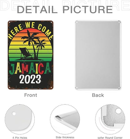 Patio Wall Decor Here We Come Jamaica 2023 Family Summer Vacation Trips Metal Signs Plaque Wall Decor Sign For Bathroom,Kitchen,Yard,Garage,Home Fun Quotes And Inspirational Messages 8X12inch