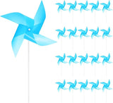 HARFINGTON 50pcs Windmills for The Yard Garden 17" x 11" 4 Leaves Pinwheels Wind Mills Spinners Windproof Waterproof Bird Devices with Stakes for Patio Decor, Light Blue