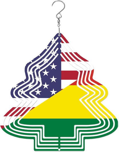 Bolivia Bolivian America Flag Wind Spinners Outdoor Tree Kinetic Sculptures Chimes 10 inch Decorative Tinplate Metal Art Christmas Decorations Garden Patio Yard Indoor Decor