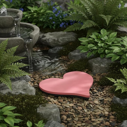 Comfy Hour 10" Pink Heart Shaped Cast Iron Stepping Stone, Rustic Antique Vintage Figurine Style Home Decor, Outdoor Garden Pathway Plaque