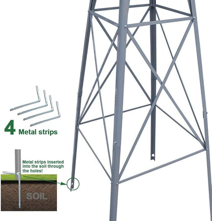 HomGarden 8ft Windmill Yard Ornametal Metal Garden Wind Mill Farm Weather Vane Weather Resistant Decoration for Home, Backyard