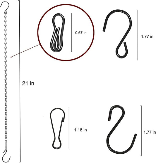 Adjustable Hanging Chain with Hooks, 20.8", Black 15pcs Heavy Duty for Hanging Grow Lights, Christmas Wreath, Neon Sign, Indoor Plants, Bird Feeders