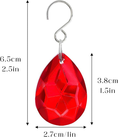 H&D HYALINE & DORA 10pcs Bauhinia Crystal Suncatcher Prisms Chandelier Beads Replacement 38mm Hanging Crystals Ornament Pendant for Window Wedding Party Decor,Red