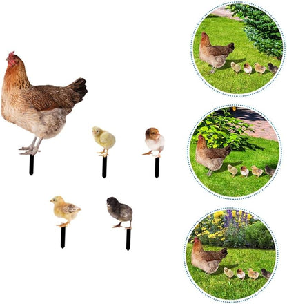 Mikikit 5pcs Acrylic Chicken Stakes Rustic Lawn Decoration for Outdoor Patio Garden Weather Resistant Garden Statues for Backyard and Farm Decor