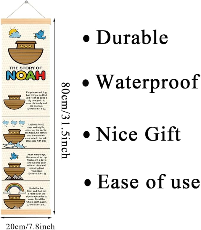 Noah's Ark Banner, Church Banner, Christian Rustic Hanging Door Flag, Farmhouse Decorations Outdoor Indoor, Church Activity Decor, Bible Lesson, Scripture and Words Decorations