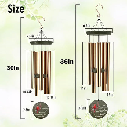 Personalized Cardinal Wind Chimes, 36inch Memorial Wind Chimes, in Loving Memory of Dad/Mom, Sympathy Mourn Gifts, Custom Funeral Wind Chime for Loss of Loved Ones (Produced in USA)