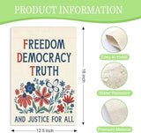 Freedom Democracy Truth and Justice for All Garden Flag, 12 x 18 Inch Double Sided Floral Outdoor Patio Garden Decor, Patriotic Yard Banner for Civic Engagement Advocate 4th of July Homeowner