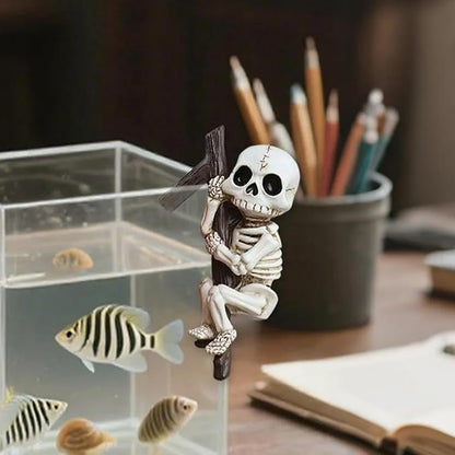 OwMell Garden Decor Statue Flower Pot Hugger, Outdoor Figurine Planter Hugger for Flowerpot, Patio, Balcony, Porch, Yard, Lawn Ornament Outdoor Decor Gifts Plant Decoration - Skeleton