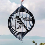 Personalized Bluebird Metal Wind Spinner, Custom Hanging Decoration for Outdoor Spaces, Kinetic Garden Ornament, Joyful Gift (Bluebird Garden Wind Spinner)