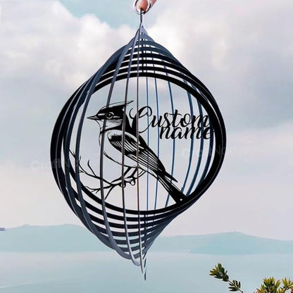 Personalized Bluebird Metal Wind Spinner, Custom Hanging Decoration for Outdoor Spaces, Kinetic Garden Ornament, Joyful Gift (Bluebird Garden Wind Spinner)