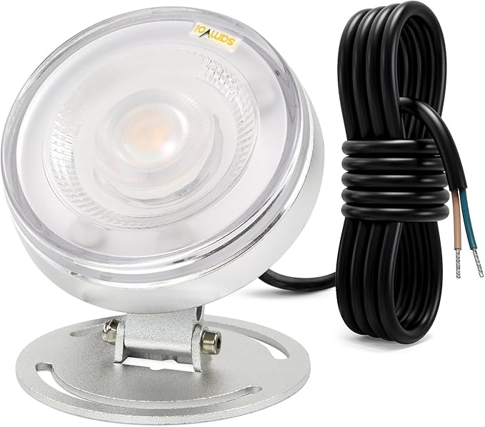 LED Underwater Pond Light, Heavy Duty Aluminum 12V 3000K Warm White IP68 Waterproof Fountain Light, Landscape Lamp for Swimming Pool, Fountain, Waterfall, Pond and Grass Land (12, Watts)