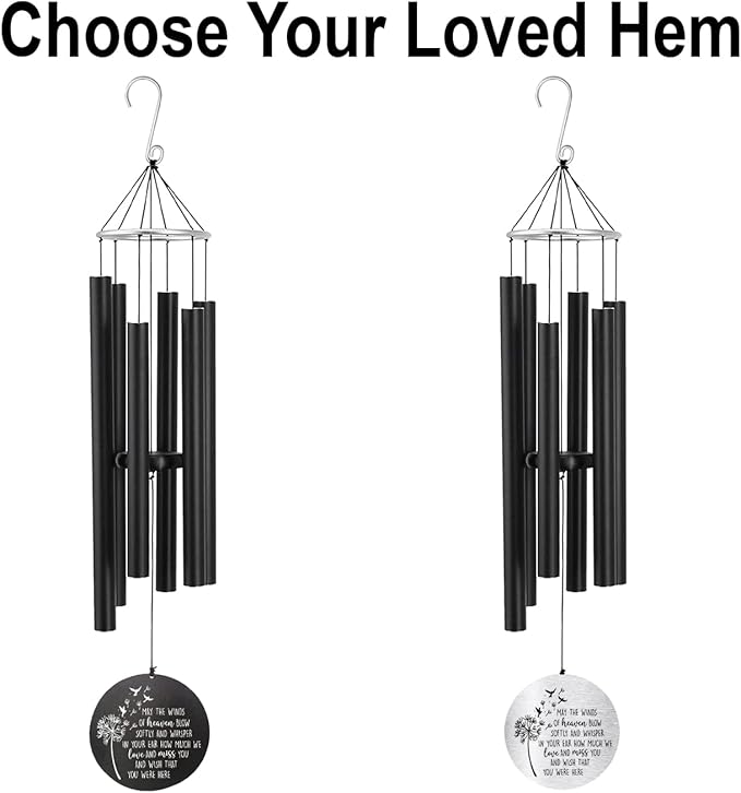 ASTARIN Personalized 30" Bereavement Wind Chimes for Outside, Memorial Gift in Remembrance of a Loved One, Sympathy Gift for Loss of Mother Father Husband, Garden Patio Decor
