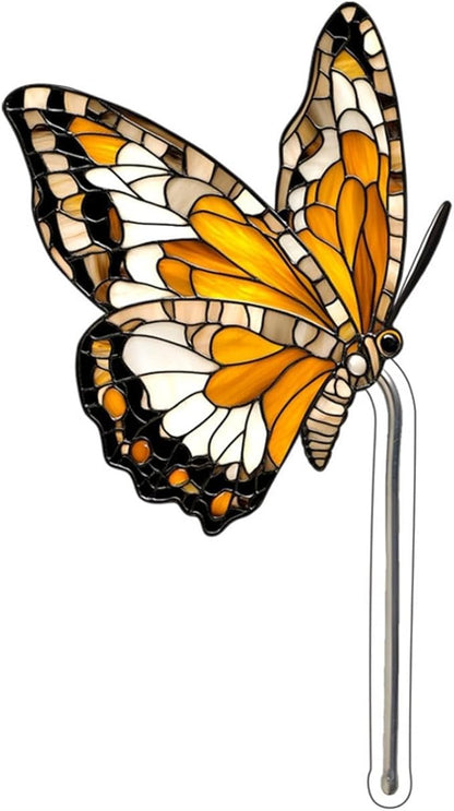 Bird Butterfly Flower Plant Pot Stake Decoration, 4.7 Inch 2D Colorful Acrylic Bird Butterfly Garden Ground Insert Decor, Outdoor Yard Lawn Pathway Patio Art Ornaments, Gifts for Mom (M)