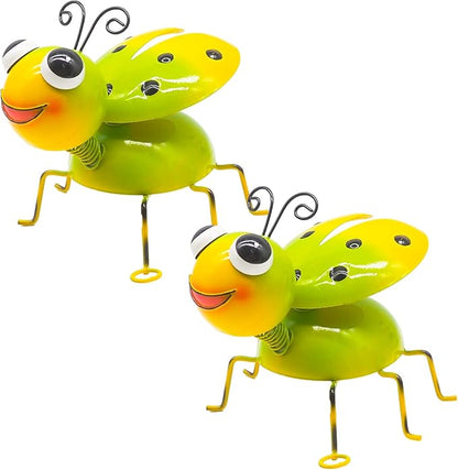 Cruis Cuka Metal Yard Art Garden Decor for Outside Cute Green Ladybugs Lawn Patio Ornaments Backyard Decorations Garden Gifts for Mom - Set of 2