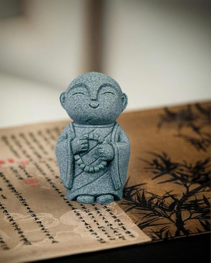 Mini Monk Buddha Statue Sandstone Statues Zen Monk Praying Statue Sculptures for Wealth Good Luck Feng Shui Decor Home Fish Tank Aquarium Garden (Style 11)