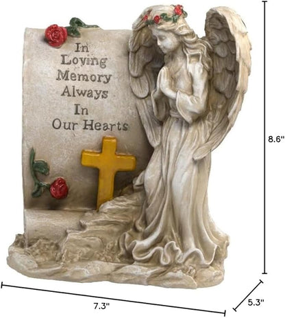 Malister Memorial Gifts - Garden Angel Statue Sympathy Gift with Solar Led Light, Bereavement Gifts, Memory of Loved One, Cemetery Grave Decorations, Remembrance Condolence Gift, Angel Figurines