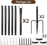 2 Pack String Light Poles for Outside, Thickened Metal Lights Hanger Pole Outdoor with Fork, Lighting Hanging Post Accessories for Patio Decor Garden Backyard Yard Front Porch Outside Decorations