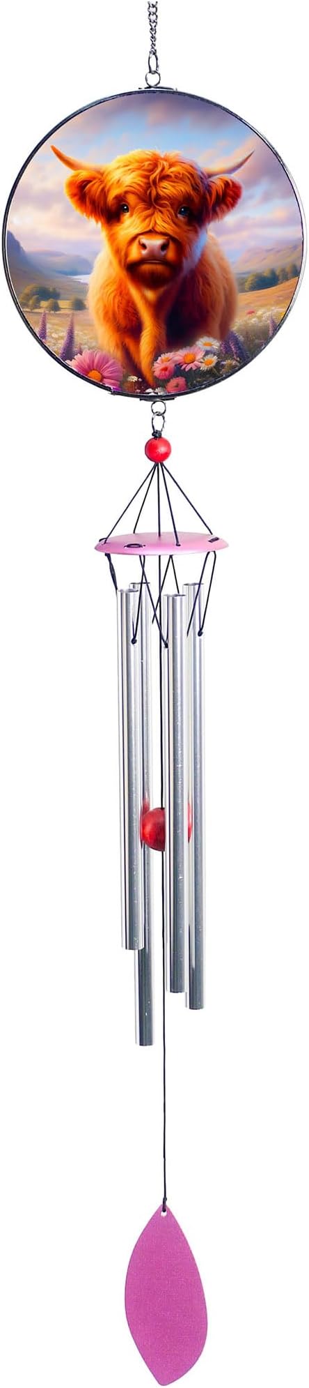 Spoontiques Highland Cow Suncatcher Wind Chime - Outdoor Garden Décor - Decorative Chimes for Yard, Garden, Backyard and Patio Decoration