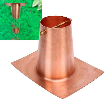 Luocute Rain Chains, 5.1 x 3.7in Pure Copper Gutter Adaptor with Brass Bolts for Rain Chain Installation, Drainage Gutter Pipe Adapter for Downspout Installation