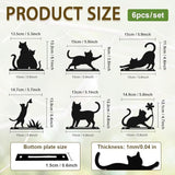 6 Pcs Black Cats Fence Decor, Outdoor Garden Metal Kitty Silhouette Decoration, Metal Art Ornament for Yard, Double-Side Design