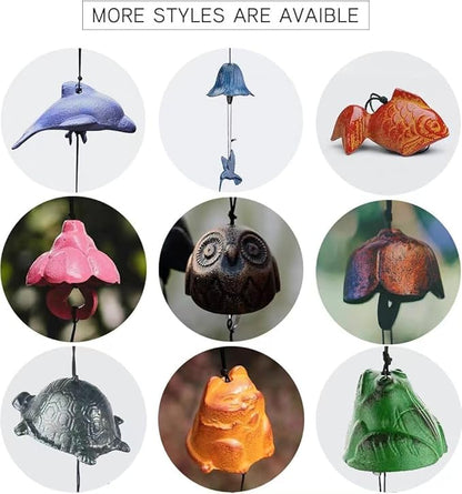 Japanese Bless Whale Small Wind Chimes Outdoor, Iwachu Cast Iron Lucky Temple Wind Bell Memorial and Sympathy Wind Chimes for Outside Good Luck for Garden, Patio, Balcony