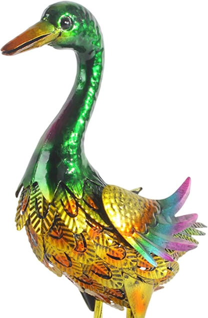 Duck Statue Indoor Outdoor Decoration Scene Vivid Metal Garden Sculpture Animal Figurine for Outside Backyard Porch Pond Roof