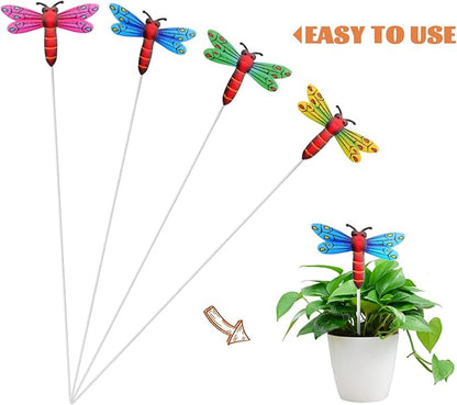 Yardwe 4pcs Dragonfly Garden Stake Decor Decorative Stakes for Outdoor Patio Simulation Dragonfly Design Lightweight Garden Ornaments