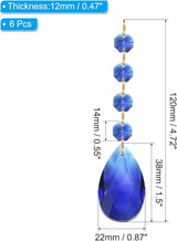 PATIKIL Teardrop Crystal Chandelier Pendants Beads, 6 Pack 120mm Length 38mm Chandelier Prisms Parts Ornaments Hanging Beads for DIY Arts Crafts Decoration, Dark Blue