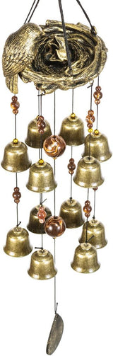Bwinka QUTE Birds Wind Chime 12 Pieces Bronze Bells Wind Chimes for Garden, Yard, Patio and Home Decor with Hook