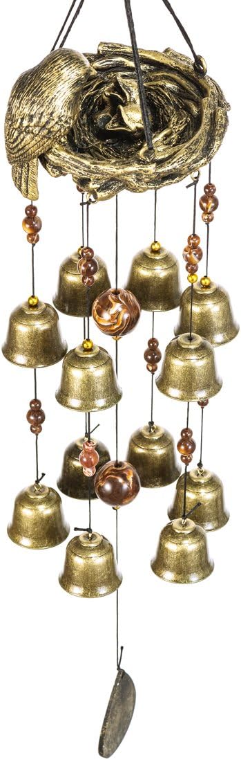 Bwinka QUTE Birds Wind Chime 12 Pieces Bronze Bells Wind Chimes for Garden, Yard, Patio and Home Decor with Hook