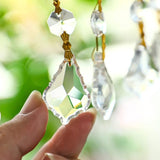 10pcs Crystal Garland Strands Hanging Glass Chandelier Beads Chains Crystal Chandelier Replacements Wedding Decoration for Christmas Party Gold Pinning