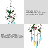 Wind Chimes Hummingbird, Garden Glass Colorful Wind Chimes for Home, Party, Festival Decor, Garden Decoration Indoor/Outdoor, Lifelike Hummingbird Bell Deep Tone Style